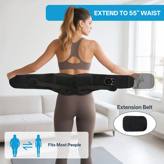 Cordless Back Massager with 5 Heat Levels & 3 Vibration Modes, Adjustable Waist Wrap Fits Up to 58 Inches