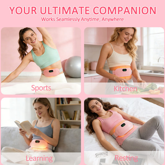 Cordless Heating Pad, Portable Wearable Warmer with 3 Heat Levels and 4 Massage Modes for Abdomen, Waist and Back
